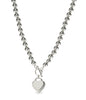 Silver Ball Necklace with Double Hearts